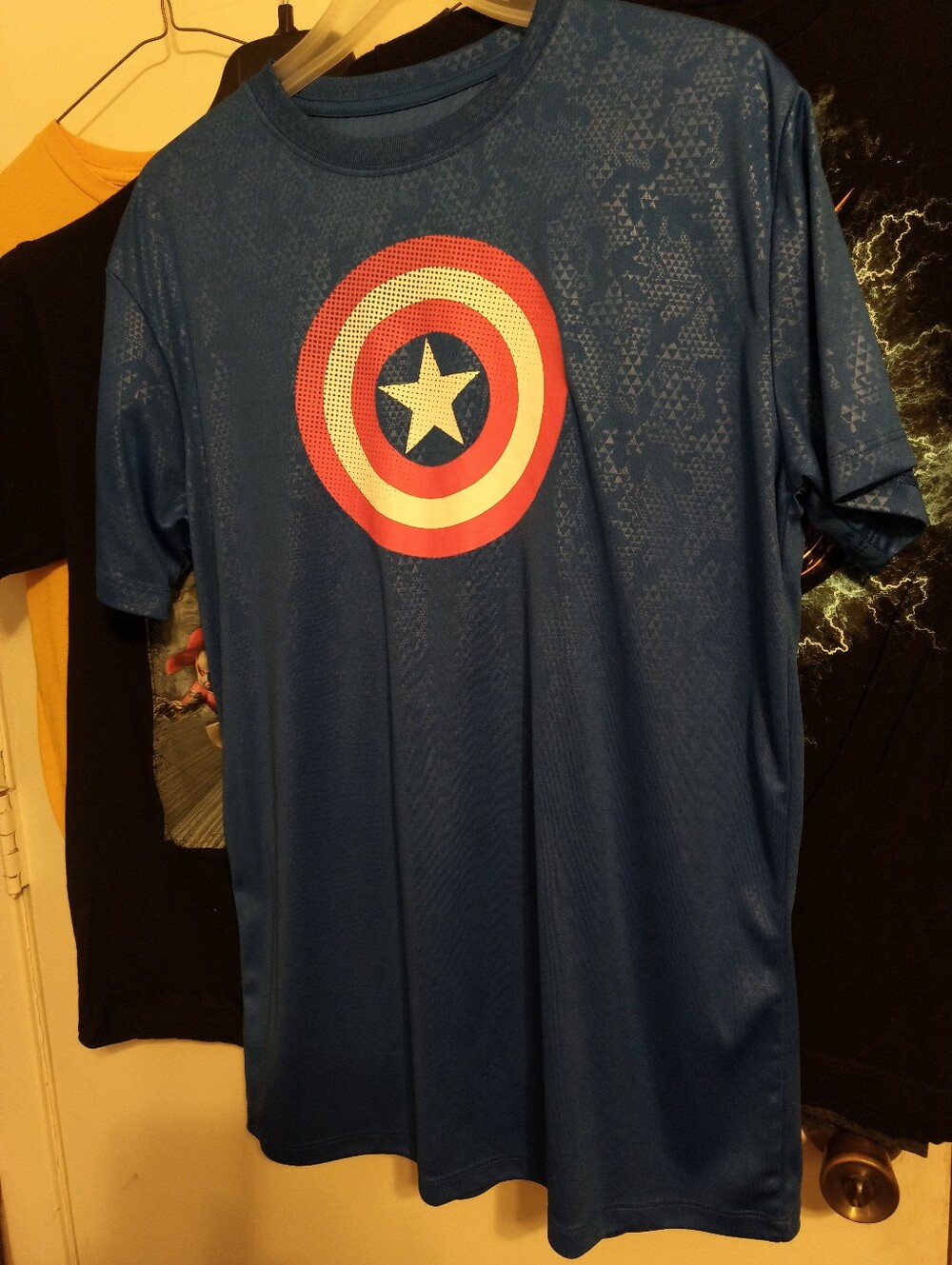 Marvel Blue Short Sleeve Tee with Red, White & Blue Captain America Shield